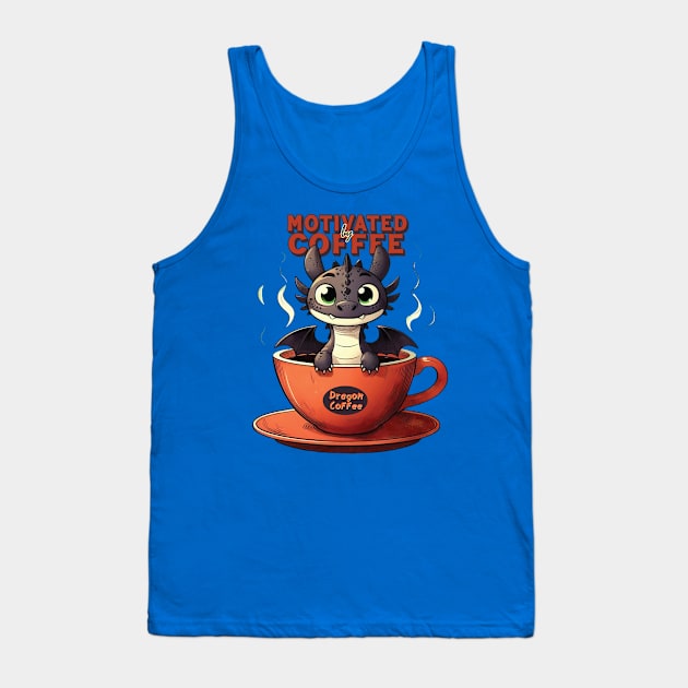 Motivated by Coffee // Funny Dragon Tank Top by Trendsdk